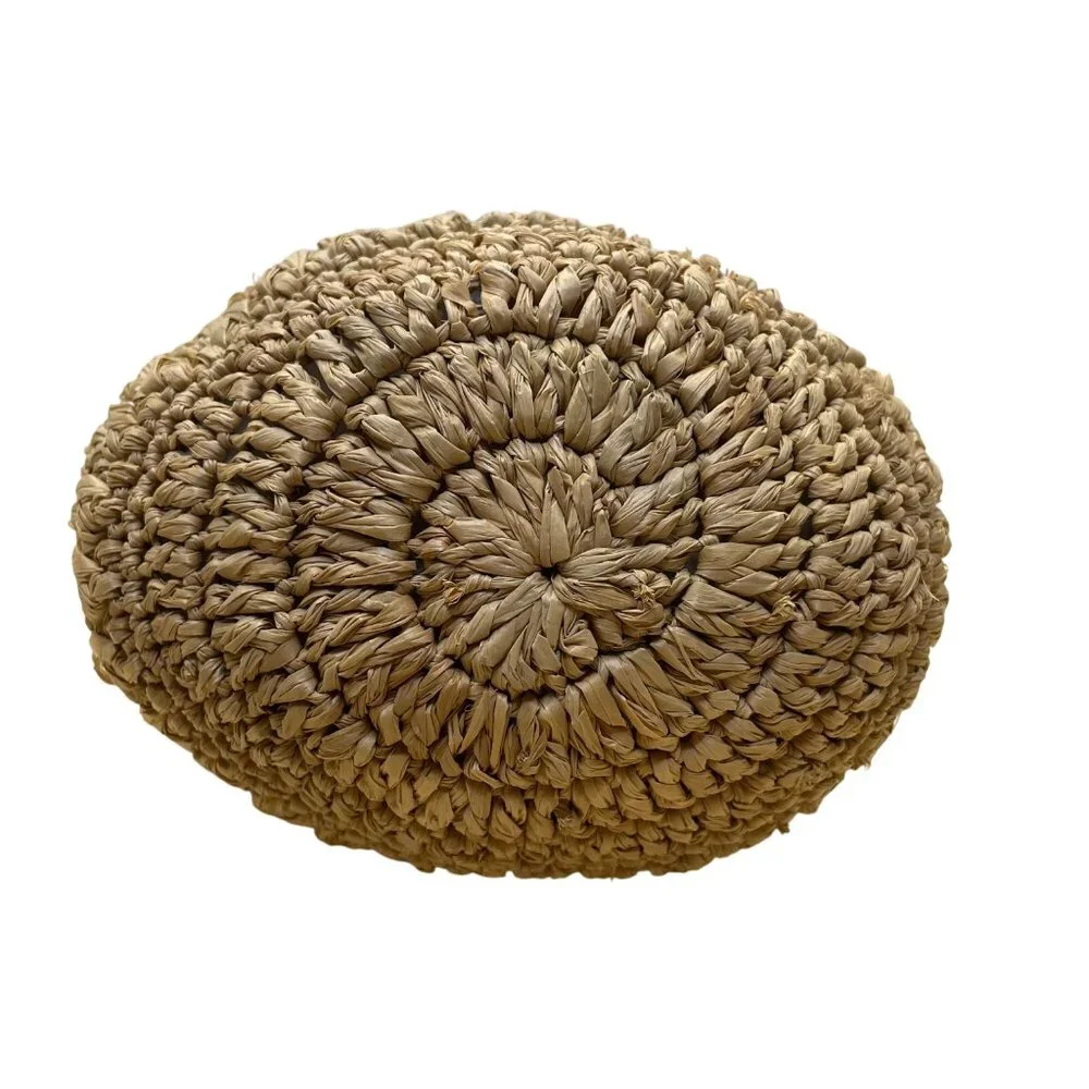 A Point ETC Women’s Natural Woven Straw Chain Handle Boho Bucket Bag Size S - Picture 8 of 11